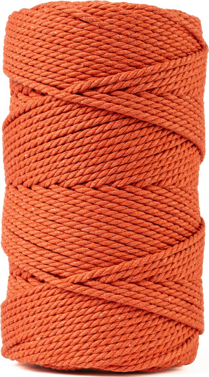 Ledent Macramétouw (3mm, 120M, Terracotta) - Dubbel getwist van 100% gerecycleerd katoen voor creatieve projecten