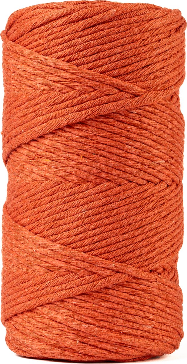 Ledent Macramétouw (3mm, 120M, Terracotta) - Enkel getwist van 100% gerecycleerd katoen voor creatieve projecten