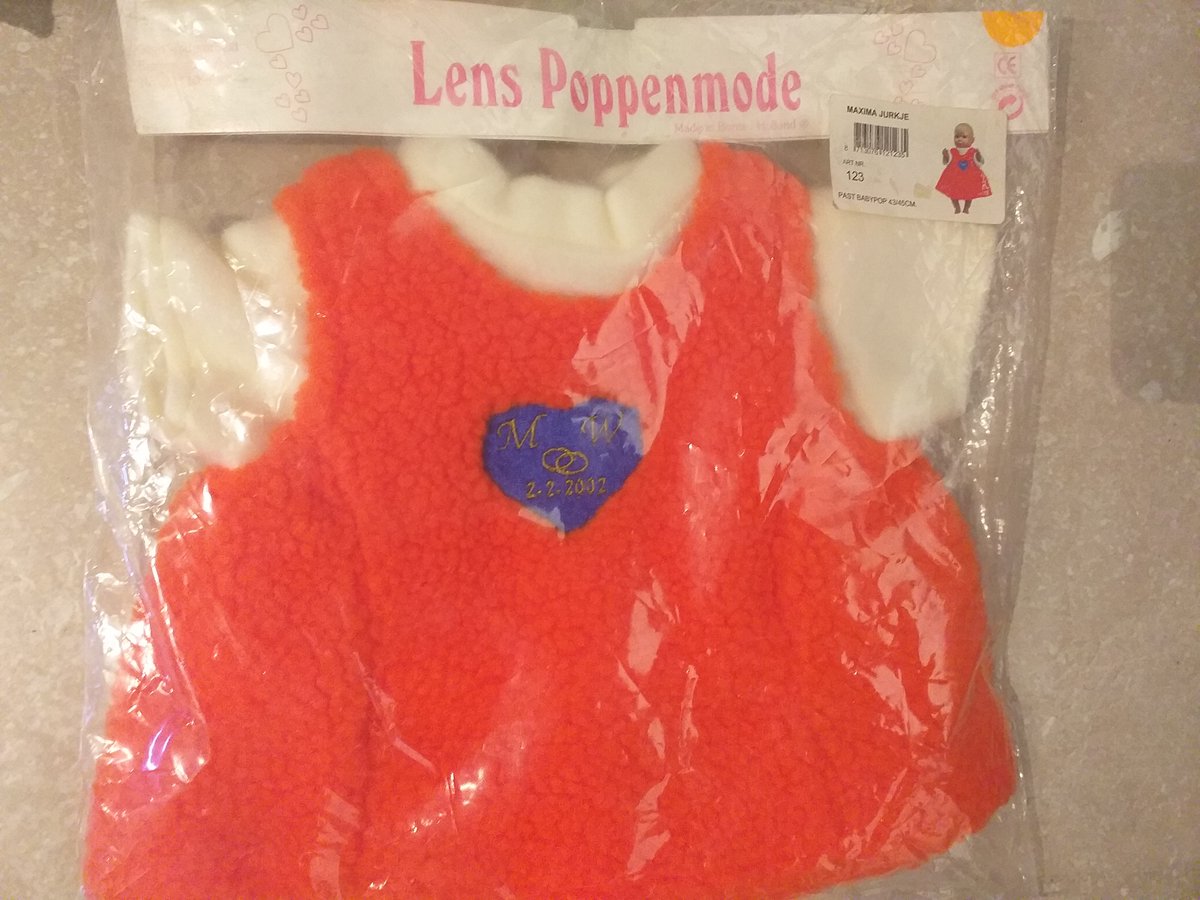 Maxima jurk - poppenkleding maat 43 / 45 - 2-2-2002- Lens Poppenmode