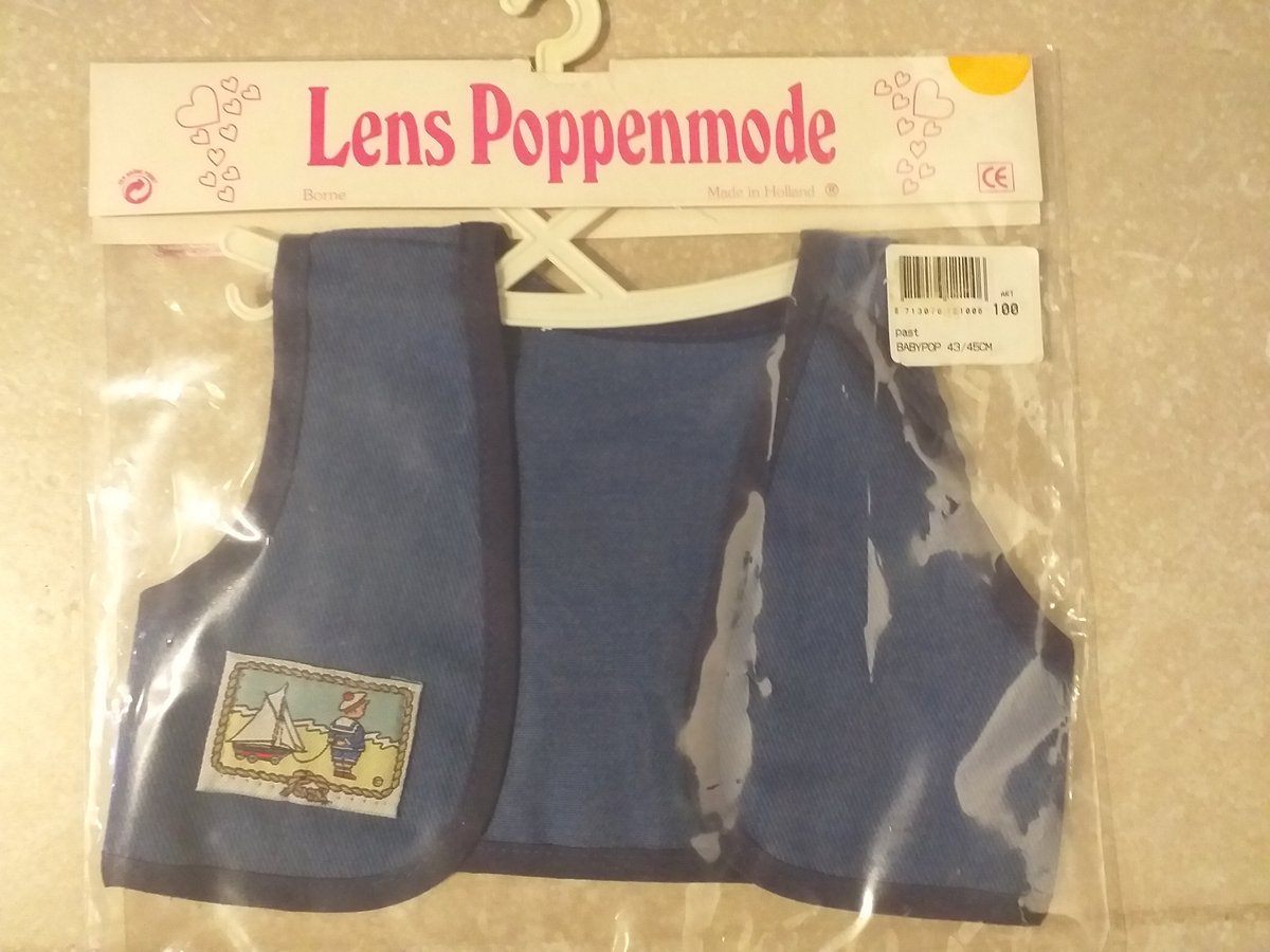 Poppen vest / gilet blauw - o.a. voor Baby Born - Lens Poppenmode