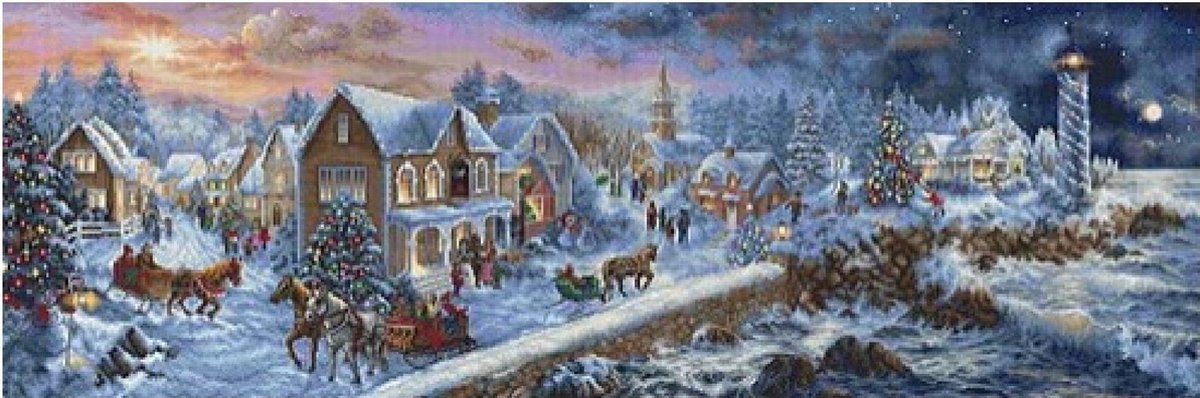 Borduurpakket - LETI 8007 - Holiday at Seaside (by Nicky Boehmes Painting) KINGSIZE - telpatroon om te borduren