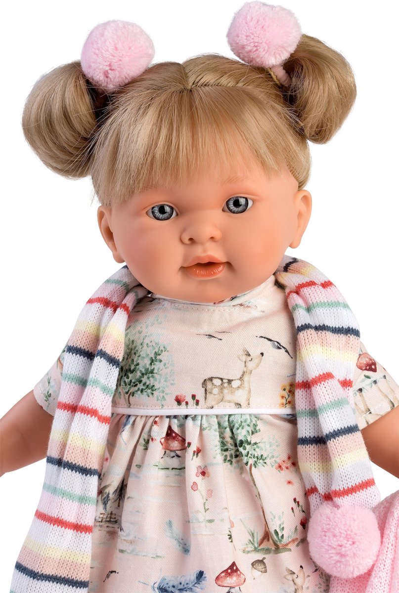 Llorens pop Alexandra met blond haar geluid en speen 42 cm
