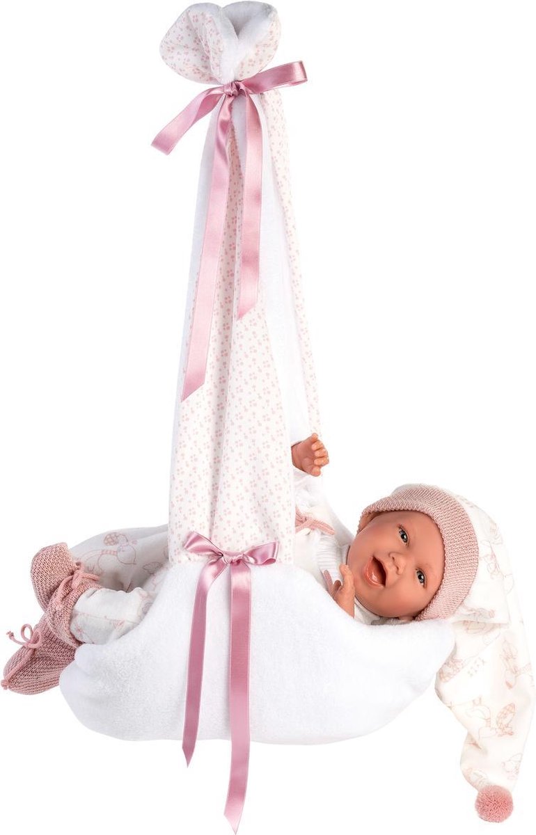 Llorens pop MIMI SONRISAS CAPAZO CIGÜEÑA ROSA 42 cm