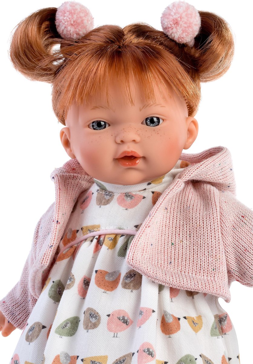 Llorens popje Lea met rood haar geluid en speen 33 cm
