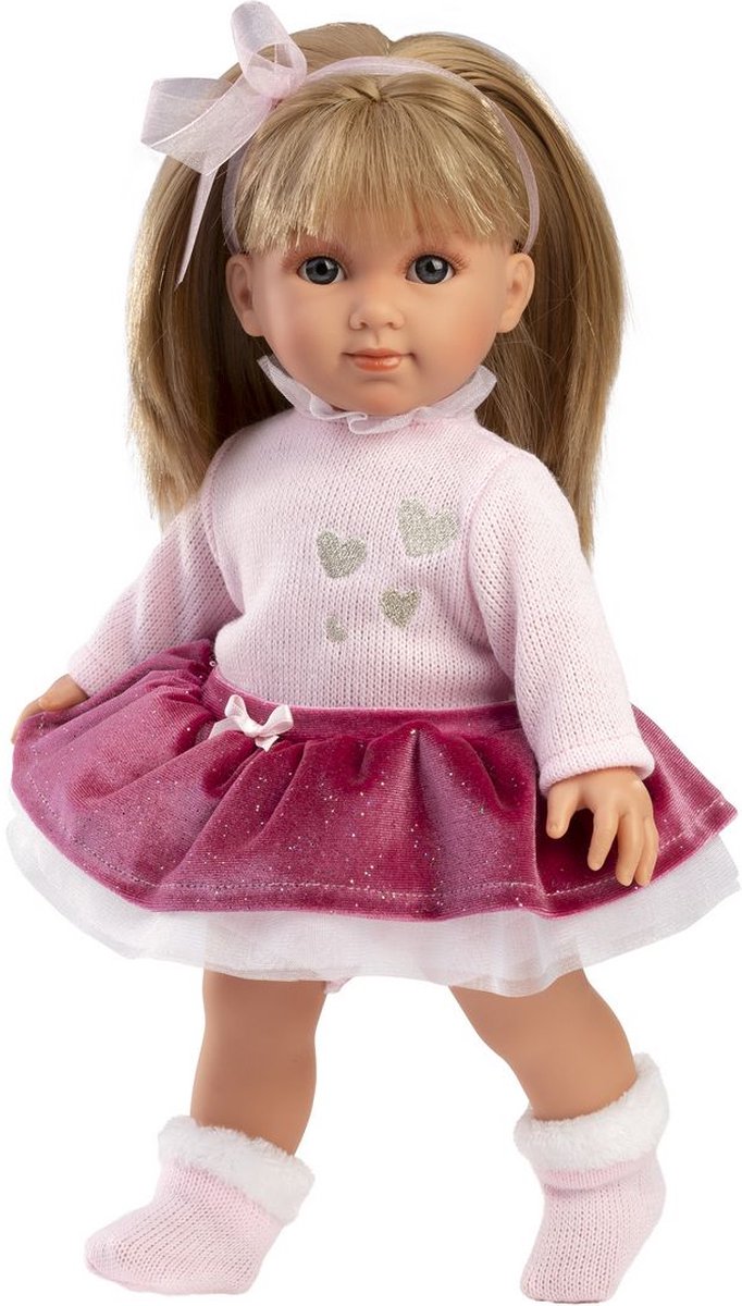 Llorens soft body pop Elena blond haar roze rok 35 cm