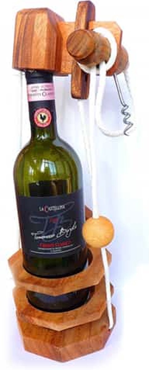 logica bottle puzzel met kurkentrekker