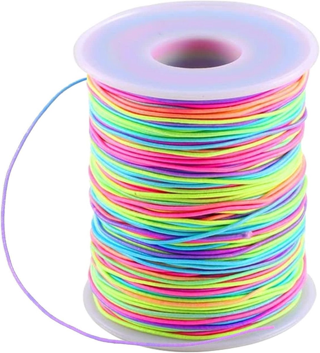 Elastisch Koord – Regenboogkleurig – Sterk & Flexibel – Voor Sieraden Maken, Knutselwerk & Decoratie – 1 Rol Duurzaam Polypropyleen – DIY Accessoires