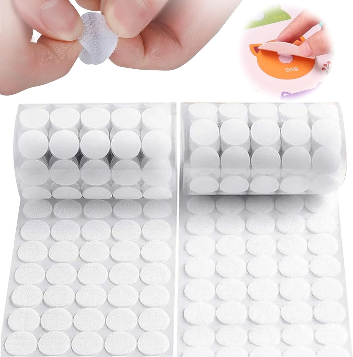 Set van 500 Zelfklevende Klittenbandpunten – Ø 20 mm – Wit – Sterke Kleefkracht – Voor Knutselwerk, Decoratie & Organisatie – 250 Paar Haak- en Lusdelen