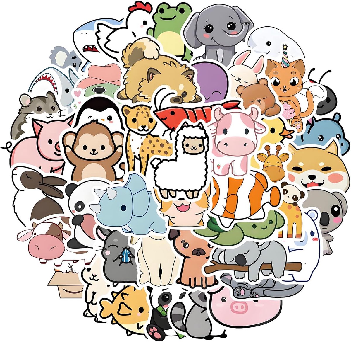 longziming - Stickers - Telefoon Stickers - Dieren Stickers - 50 stuks - Olifant ontwerp - Waterbestendig vinyl - CE-gecertificeerd - Ftaalvrij