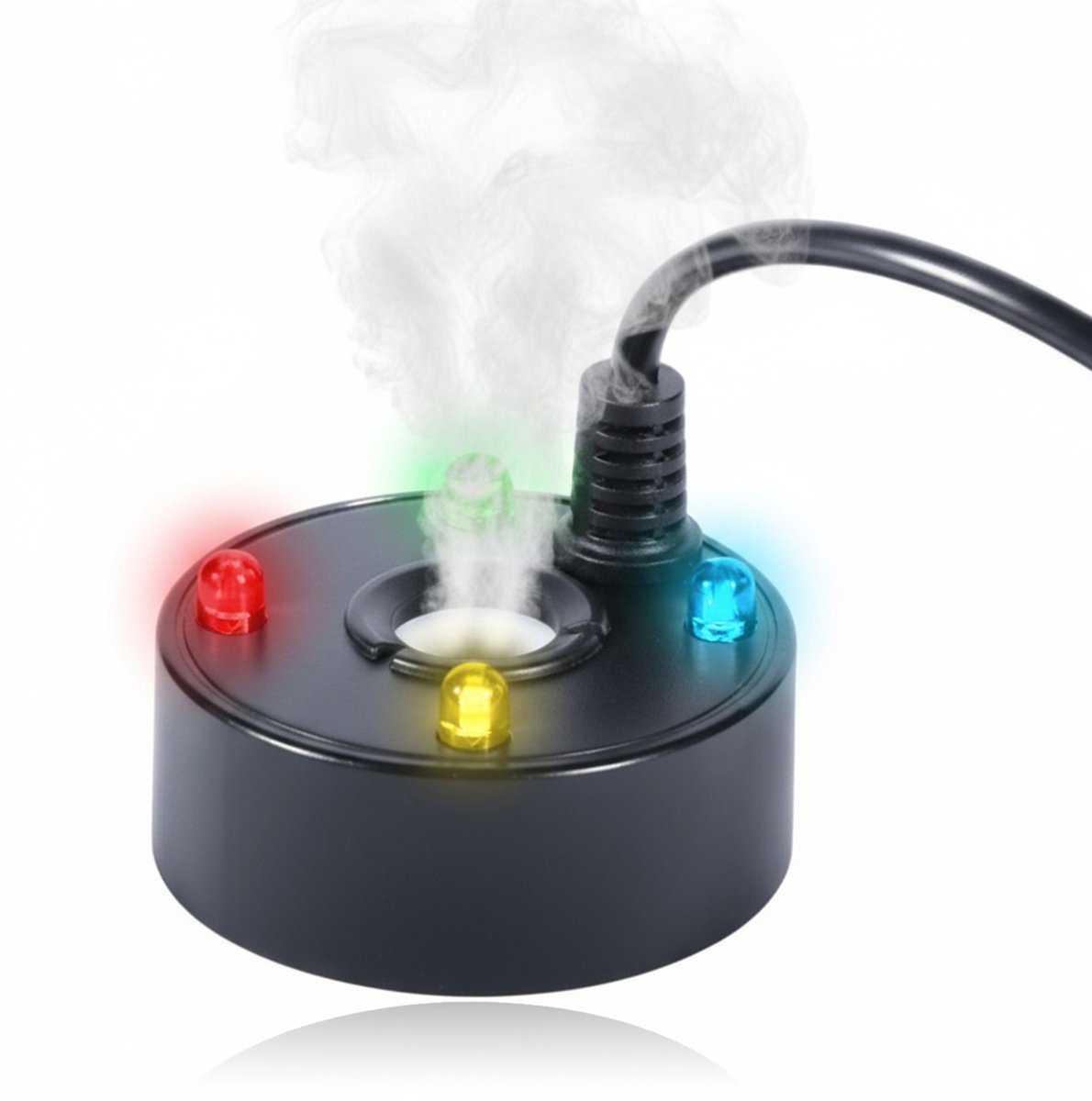 longziming Ultrasone Mistmaker Vernevelaar - USB Aangedreven - Met Kleurrijke LED Lichten - Voor Fonteinen, Aquariums, Halloween - tuinfonteinaccessoires - Zwart