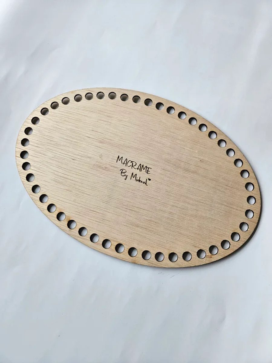2x houten bodem voor het haken van een mand groot ovaal lovely cottons