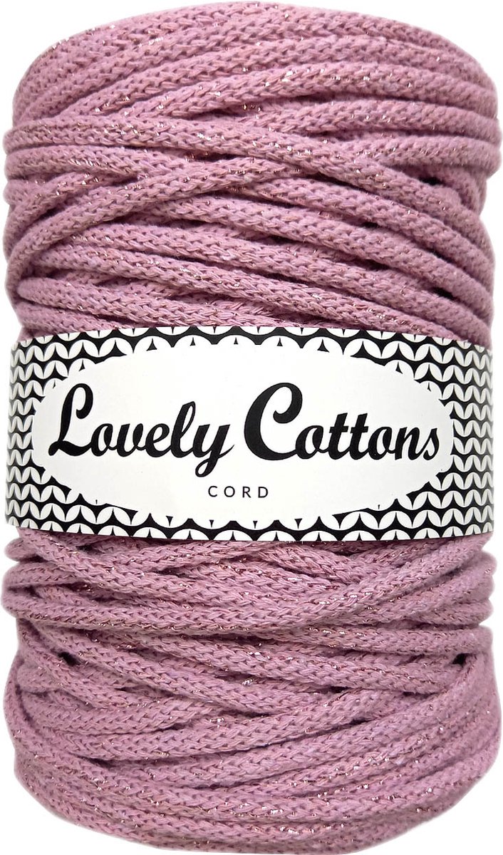 macrame koord lovely cottons 5mm dirty lila met parlemoer macrame touw