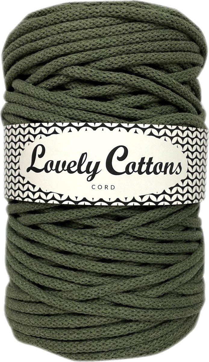 macrame koord lovely cottons 5mm donker olijf macrame touw