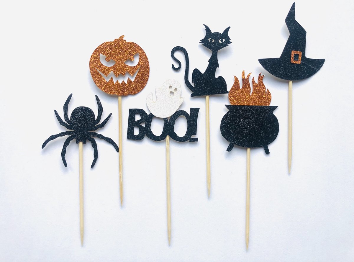 Halloween Spookje BOO taart vlag taartversiering - taart topper - taart decoratie - verjaardag versiering