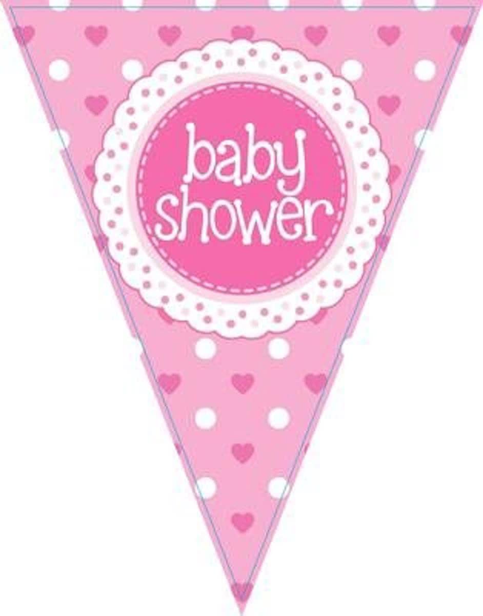 babyshower versiering slinger / vlaggenlijn roze