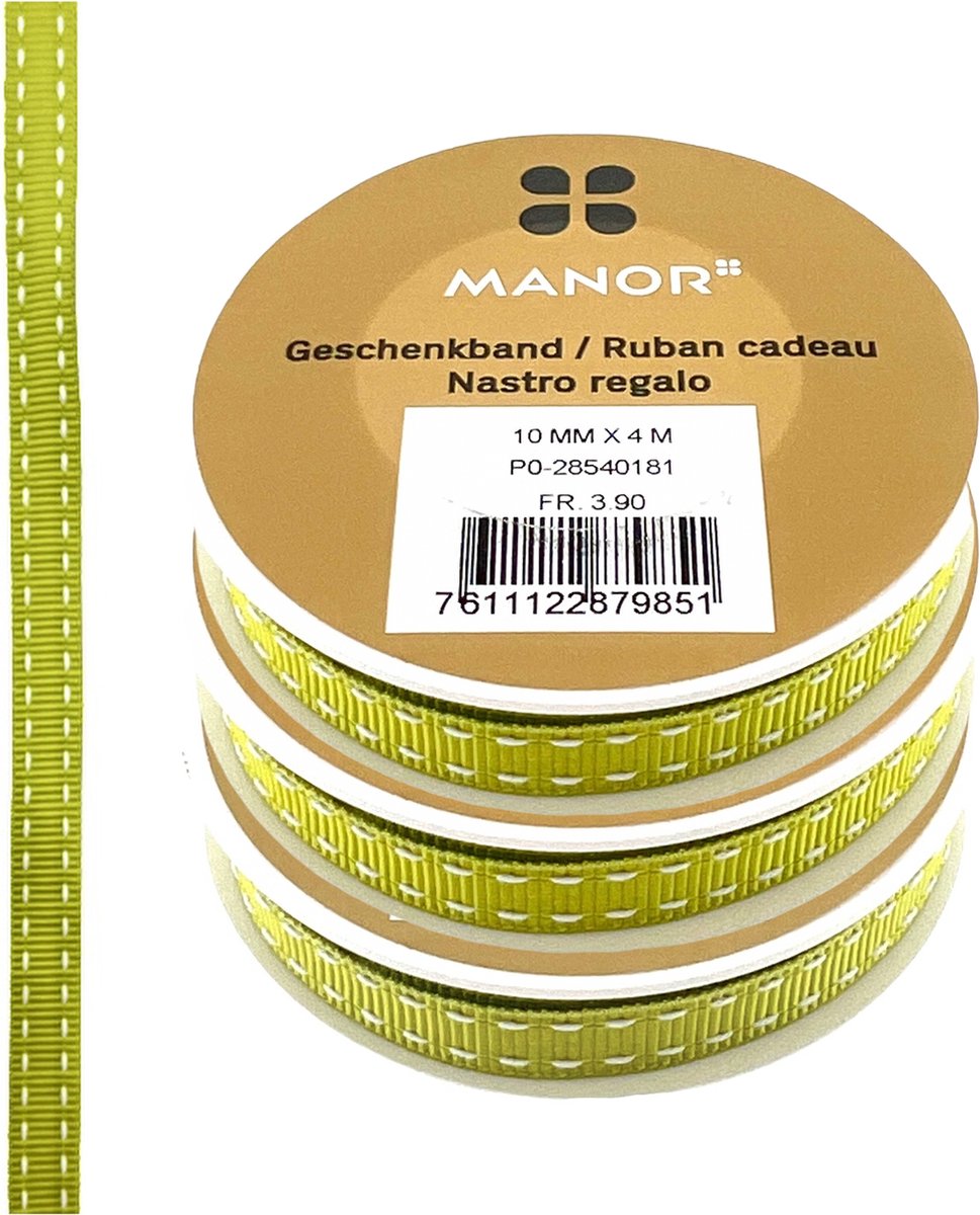 Geschenkband - Lint - 10 mm x 4 meter - Groen - 3 Stuks