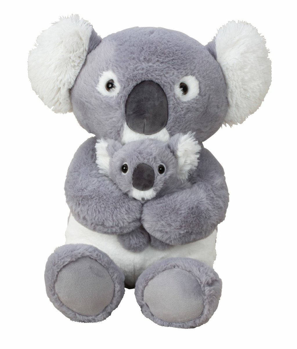 Mel-o-design koala met kindje knuffel - pluche - 35 cm - Australische dieren - knuffeldieren - grijs