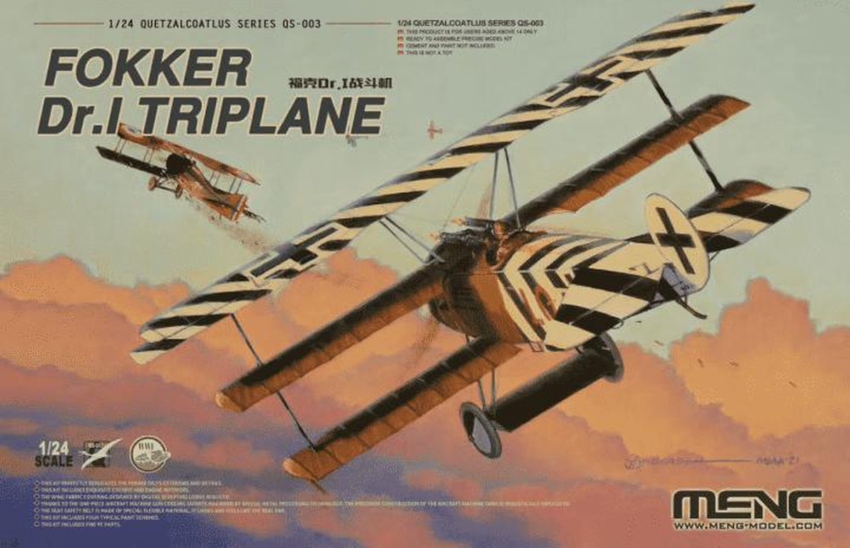 1:24 MENG QS003 Fokker Dr.I Triplane  Plastic kit