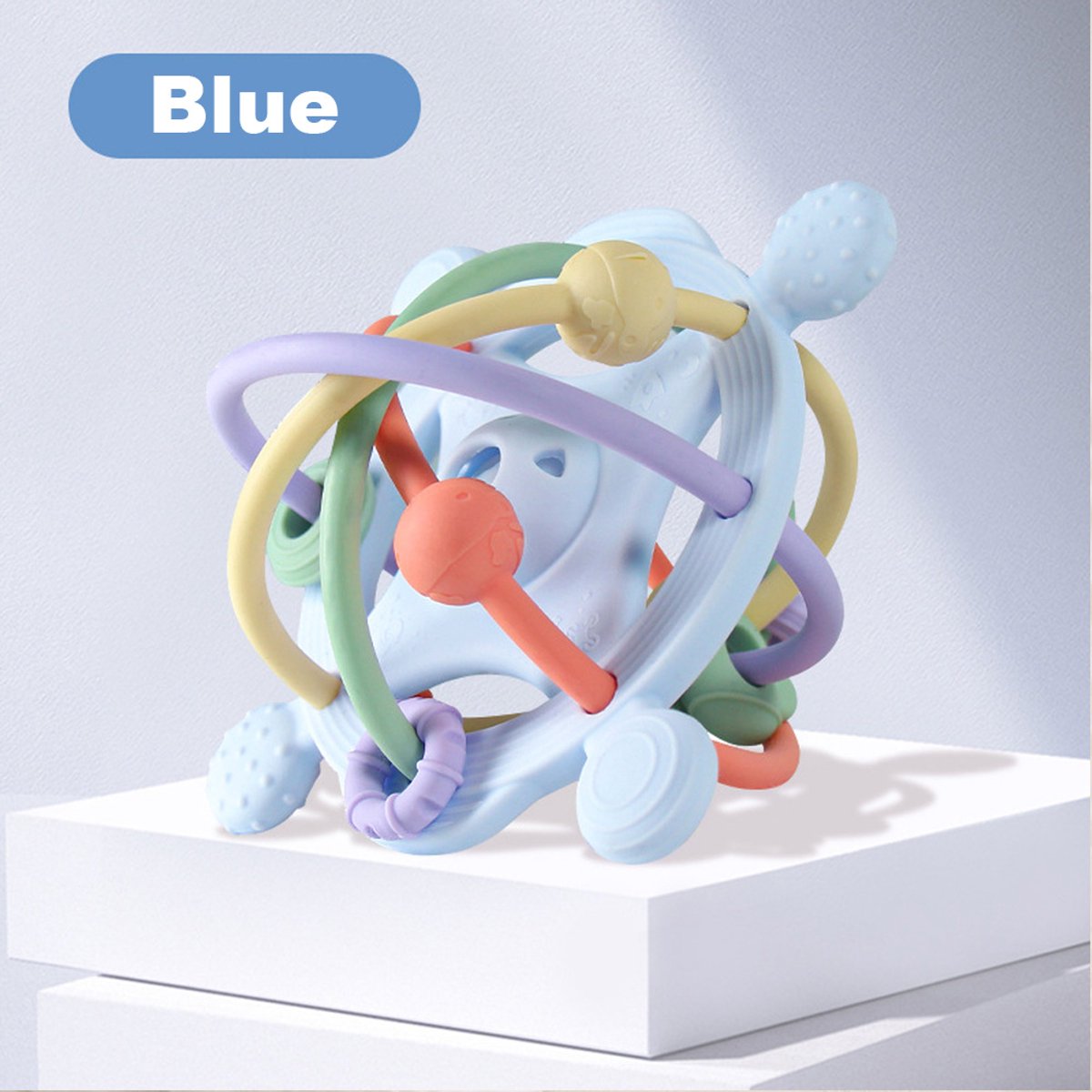 Baby bijtspeeltje - Siliconen bijtring voor babys vanaf 3 maanden - Sensorisch bijtspeeltje voor zuig- en kauwbehoeften - BPA-vrij - Blauw