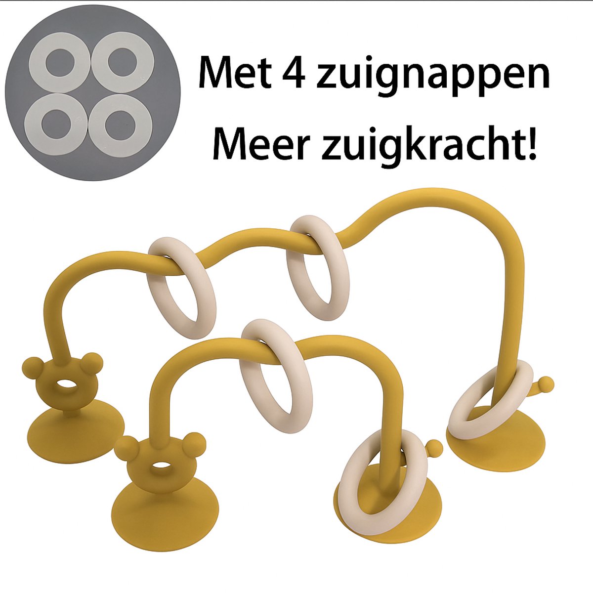 Siliconen Baby Bijtspeeltje – Zuignap - Speelgoed met Educatieve Speelringen