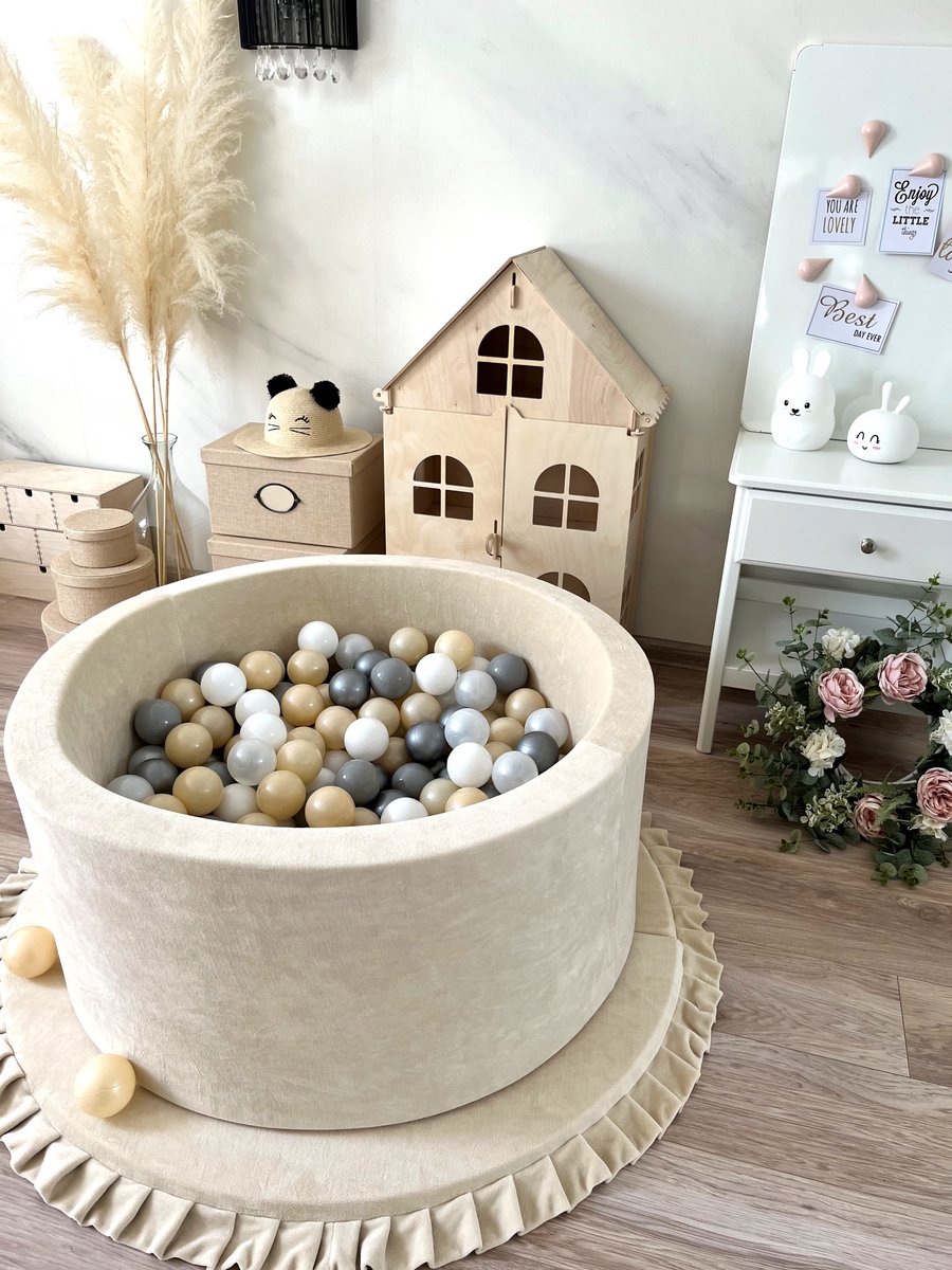 Ballenbad 90 x 40 cm Met 200 Ballen - Ballenbak - Soft Velvet Ecru Beige - Moje