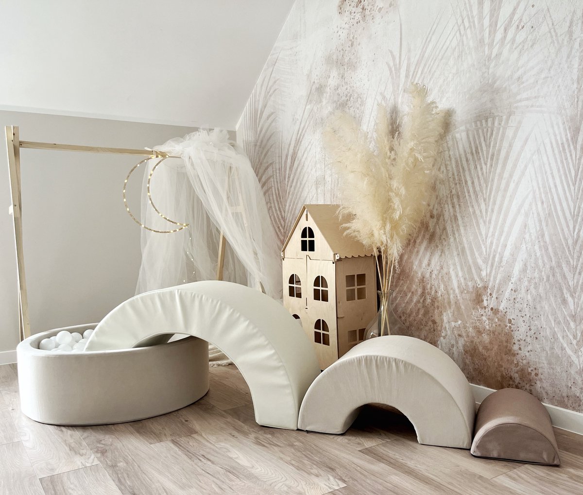 Rainbow Playset Met Ballenbad Met 200 Witte Ballenbad Ballen - Moje - Beige