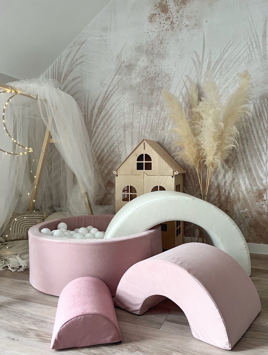 Rainbow Playset Met Ballenbad Met 200 Witte Ballenbad Ballen - Moje - Pink