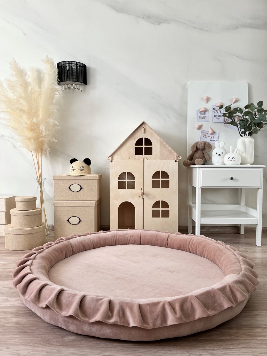 Speelnest - Speelmat - Rond - Moje - Soft Velvet Dark Beige