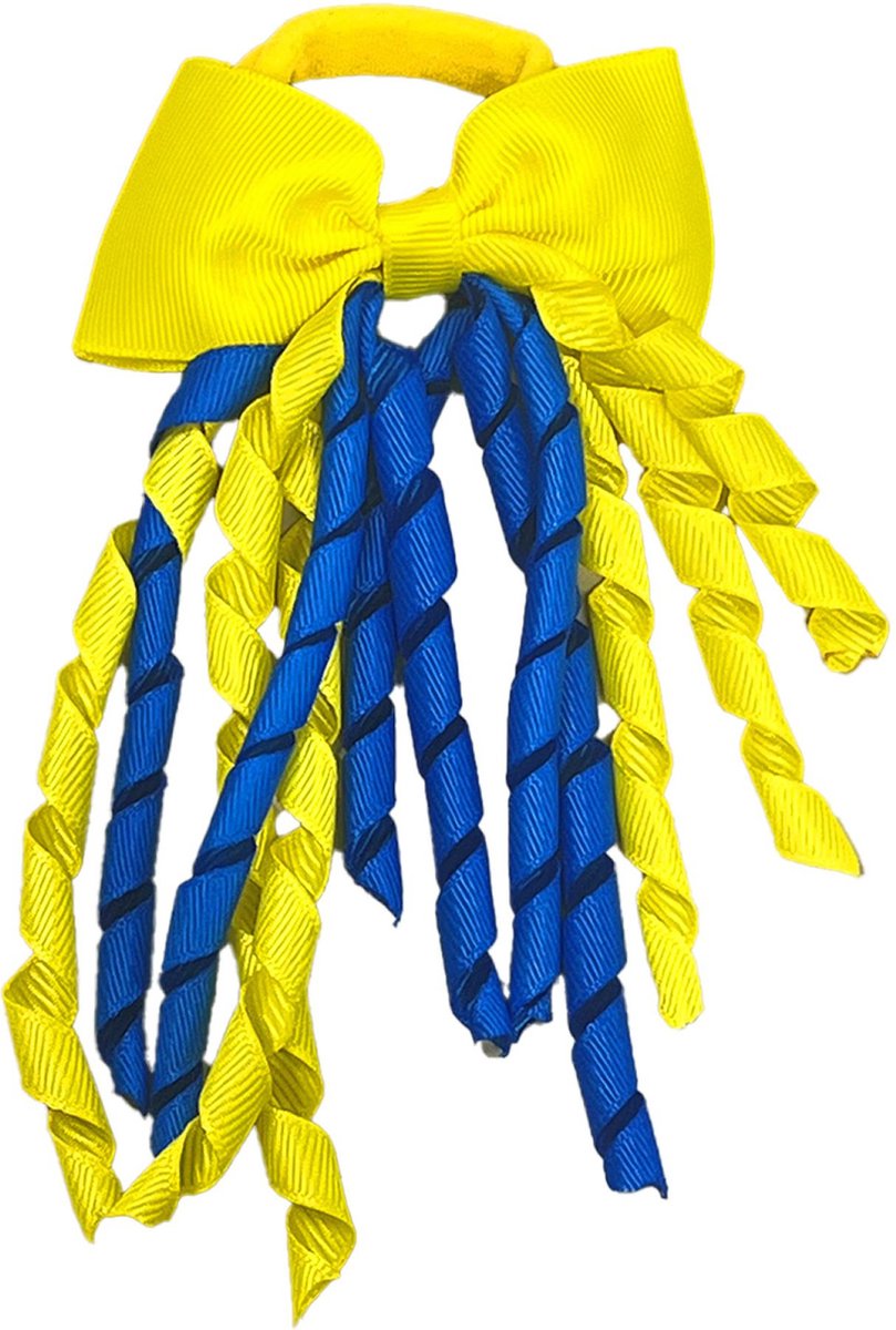Blauw - Geel - Haarelastiekje – Frutsel