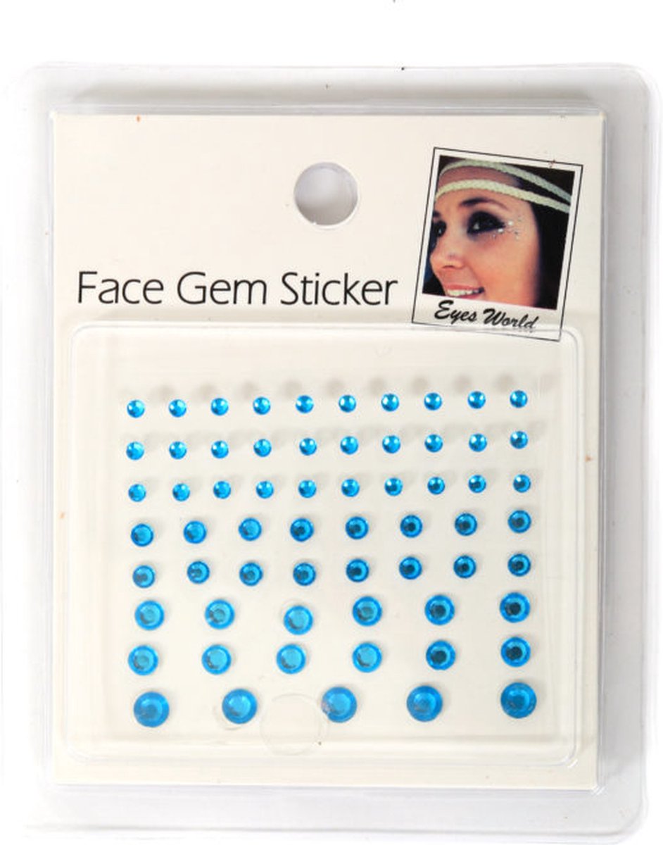 Face en body opplak steentjes blauw