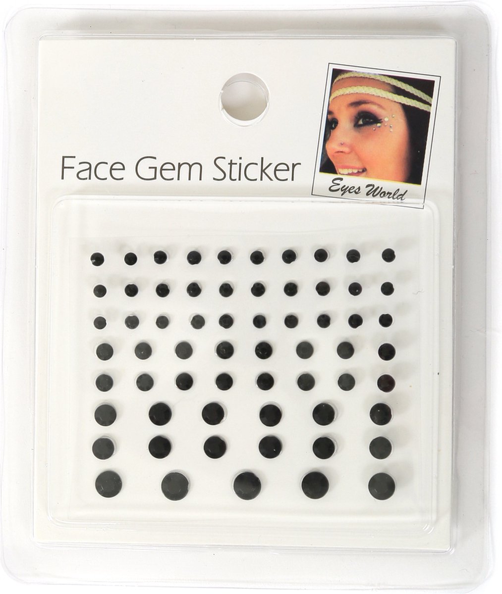 Face en body opplak steentjes zwart