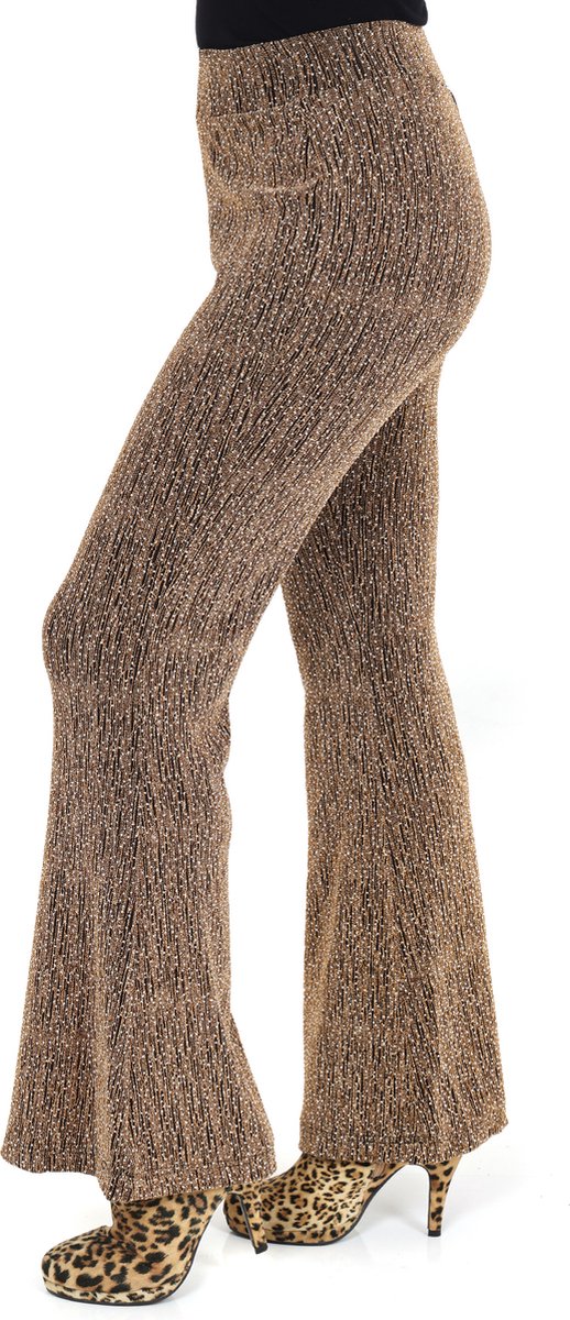 Flared Broek Goud - Dames - Disco Broek - Maat L