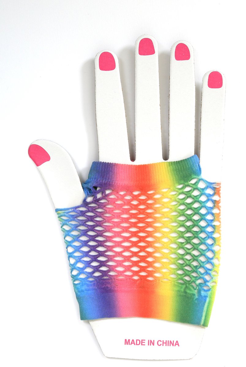 Net Handschoenen - Kort Model - Regenboog - Elastaan