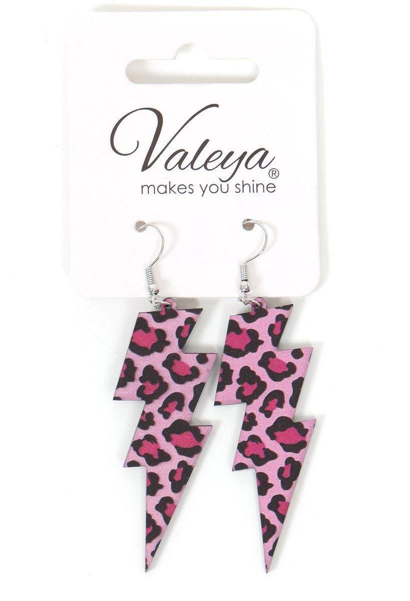 Oorbellen - Panter Roze - Foute Party - One Size