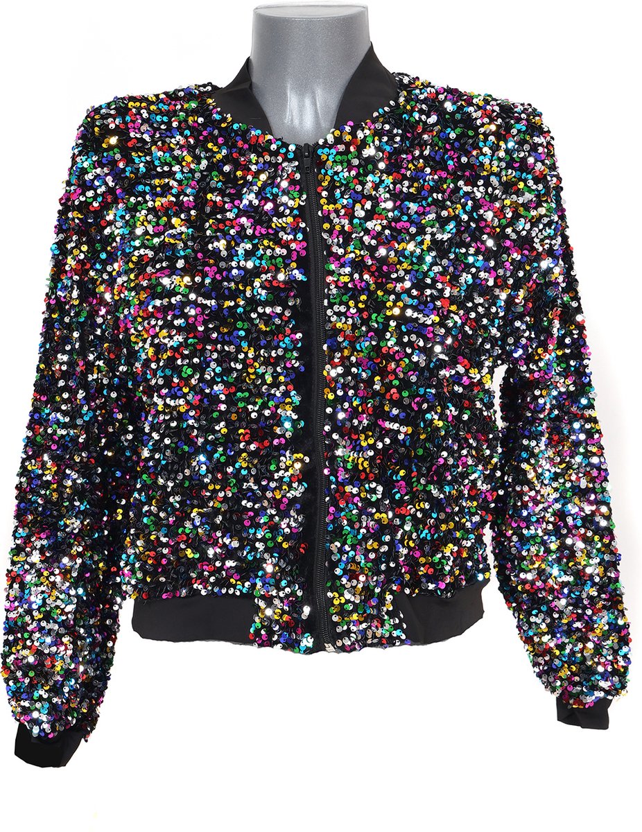Paillettenjasje Dames Multicolor - Carnavalsjas Dames - Maat XS/S