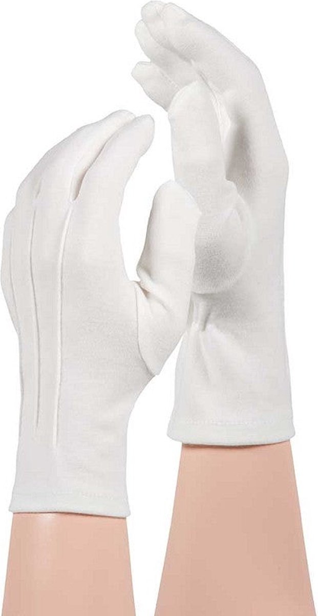 Apollo - Luxe handschoenen katoen - Wit - Maat XL - Sinterklaas - Hanschoenen Sinterklaas - Witte handschoenen - Kanten handschoenen - Stoffen handschoenen - Carnaval