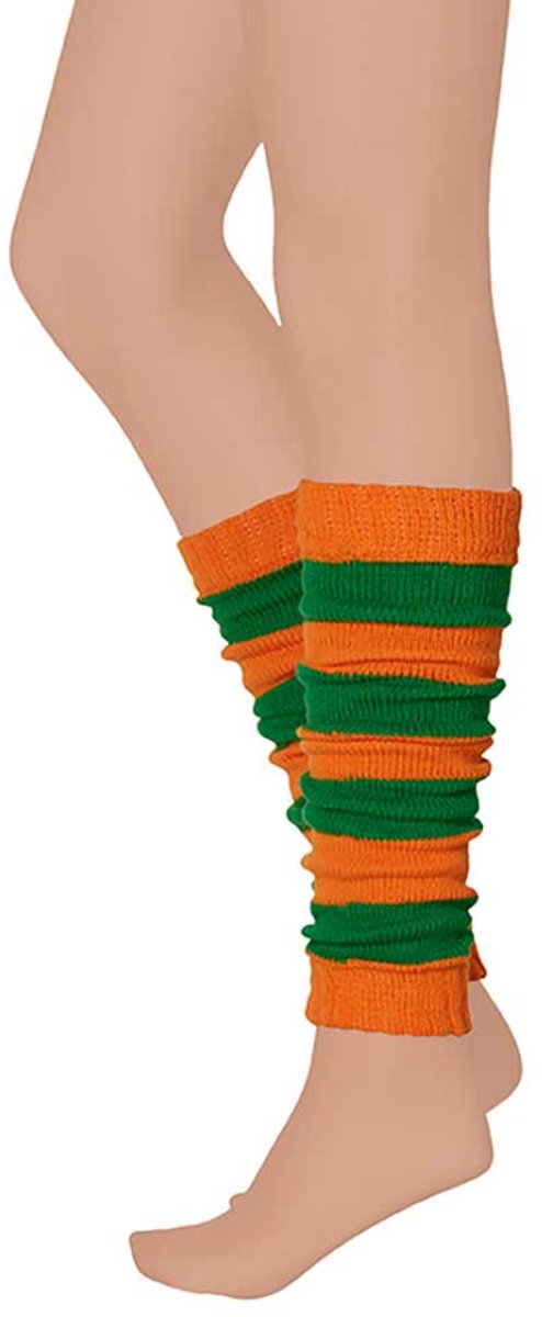 Morethansocks - Kruikenstad beenwarmers Unisex - Oranje/Groen - One Size - Kruikenstad - Beenwarmers Tilburg