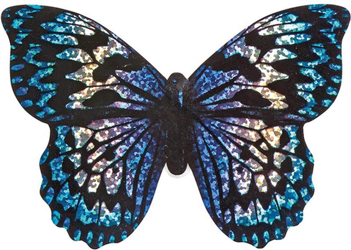Mini-vlieger Vlinder Glitters Blauw/Wit - 10x7cm
