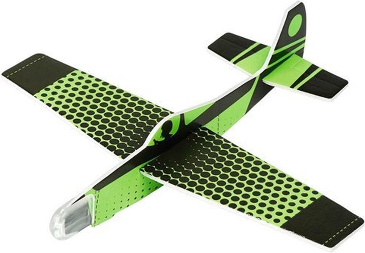 Werpvliegtuig Glow in the Dark - Groen/Zwart
