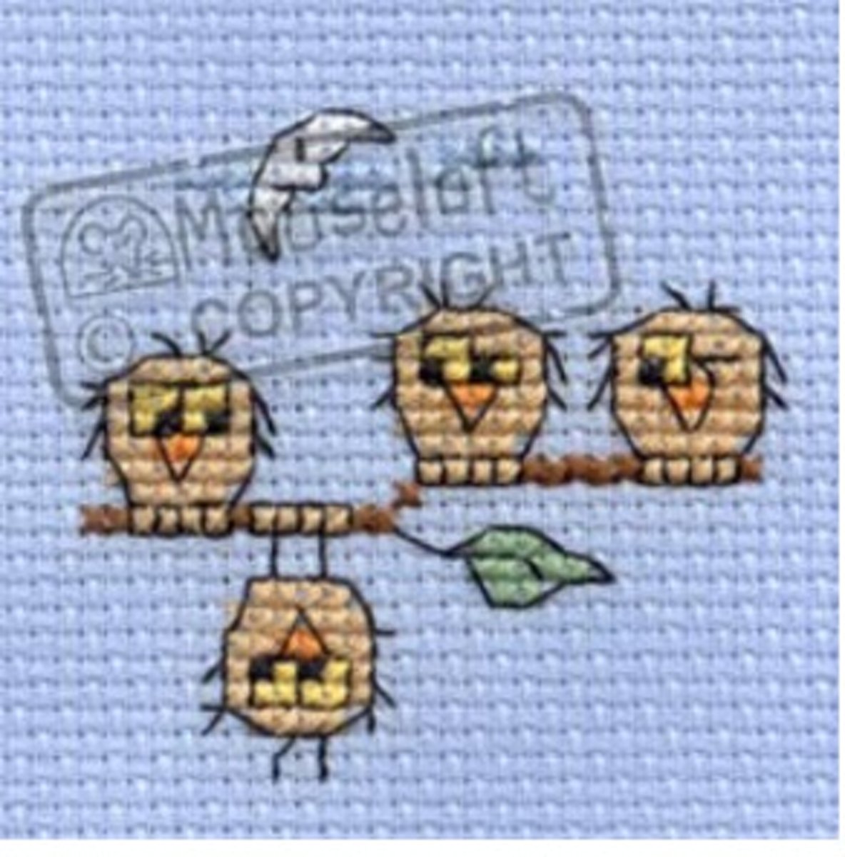 Mini Borduurpakketje Uiljes Op Takje - Mouseloft