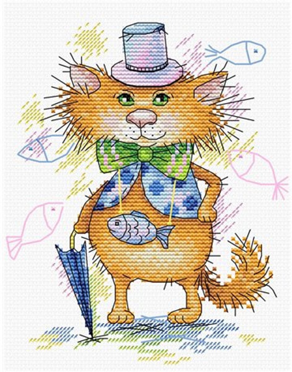 Borduurpakket Kat Met Visjes - Mp Studia