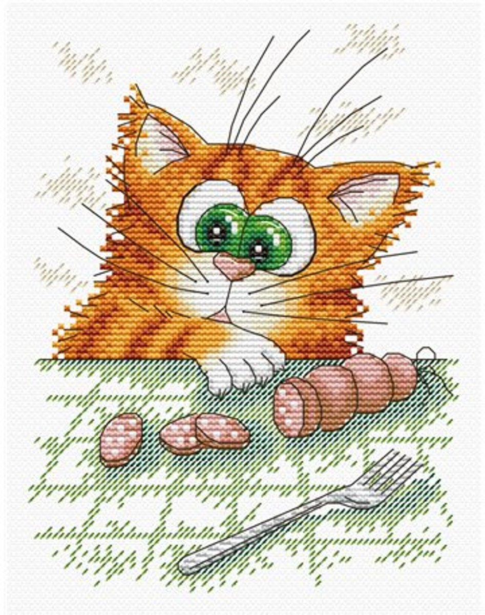 Borduurpakket Kat Met Worst - Mp Studia