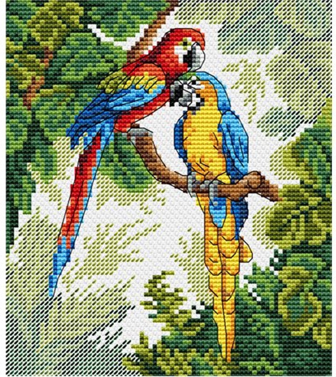 Borduurpakket Papegaaien - Mp Studia