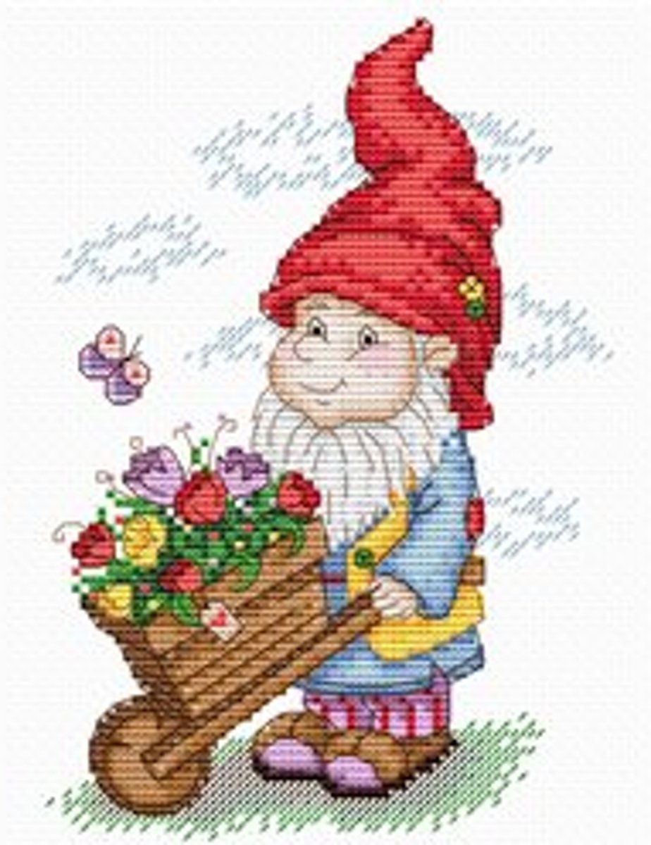 Kabouter met rode muts borduurpakket