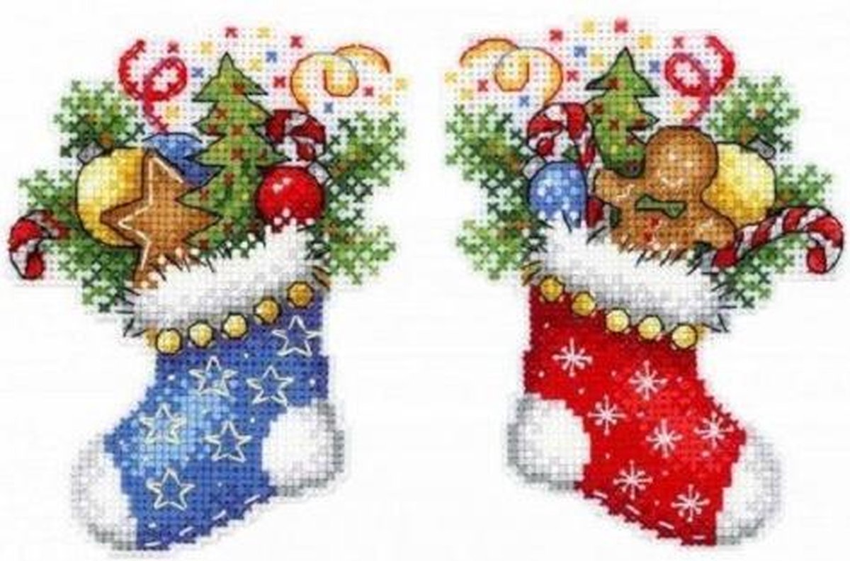 borduurpakket kerstsokjes - kerstboom decoratie