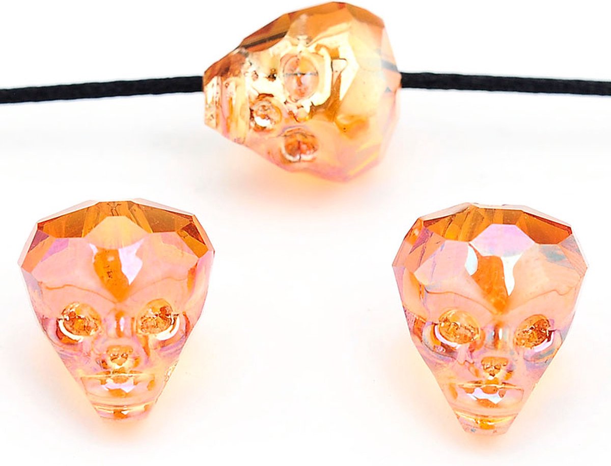 Kraal kristal doodshoofd/schedel facet geslepen 14x13mm Topaas AB