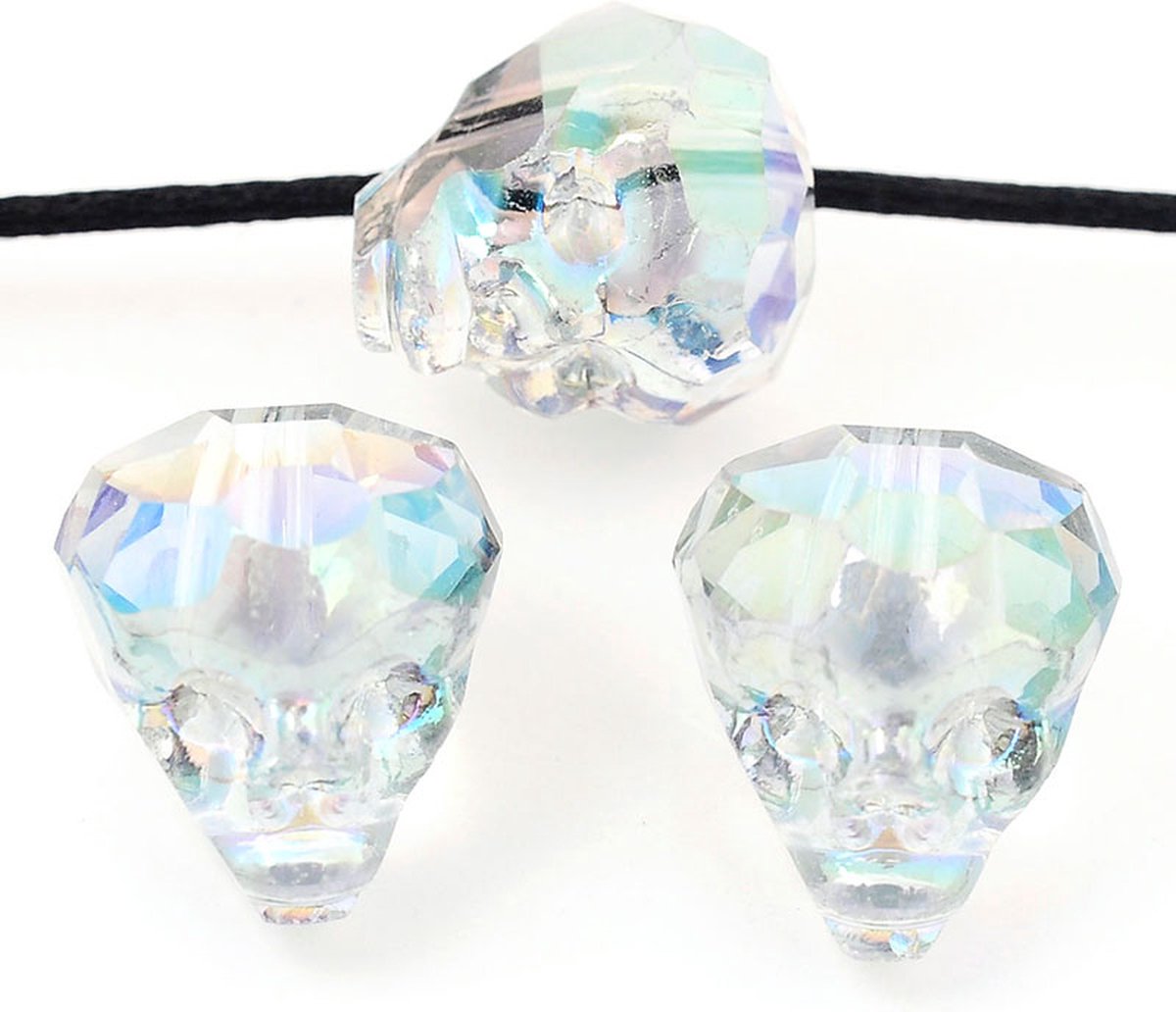 Kraal kristal doodshoofd/schedel facet geslepen 14x13mm Vitrail light