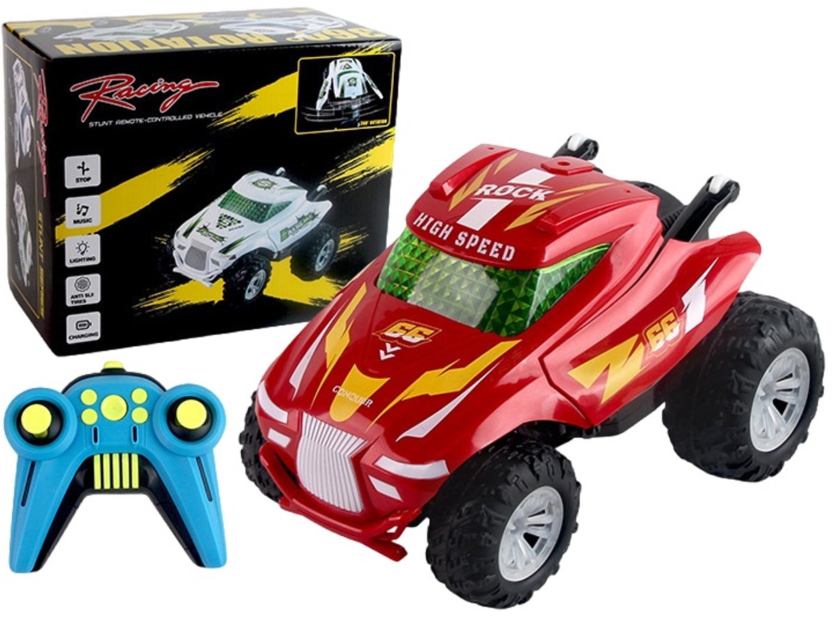 RC Stunt Auto Offroad 360° - Met Realistische SPRAY & Lichtshow - Jongens Meisjes Volwassenen 5+ - All-Terrain Stuntwagen - Afstandsbestuurd Speelgoed Binnen Buiten - Oplaadbaar - Geschenk Kinderfeestje Verjaardag