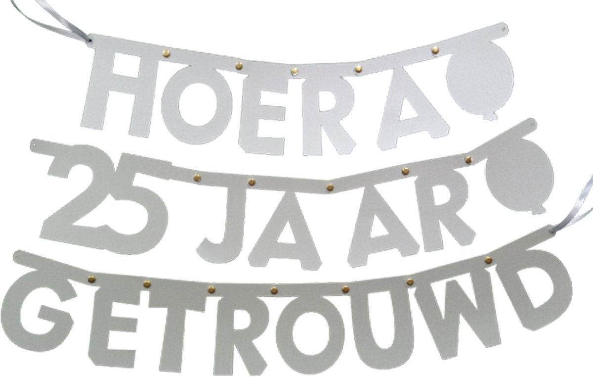 Hoera 25 jaar getrouwd letterslinger