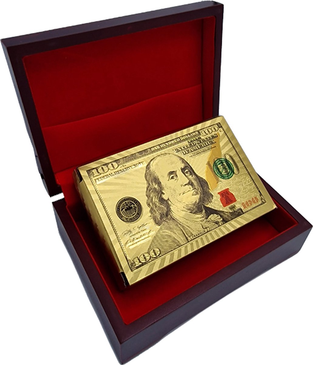 Luxe kaarten set - Goud geplastificeerd - met Opbergdoos - Poker - Waterproof - Dollar Kleur model - oDaani